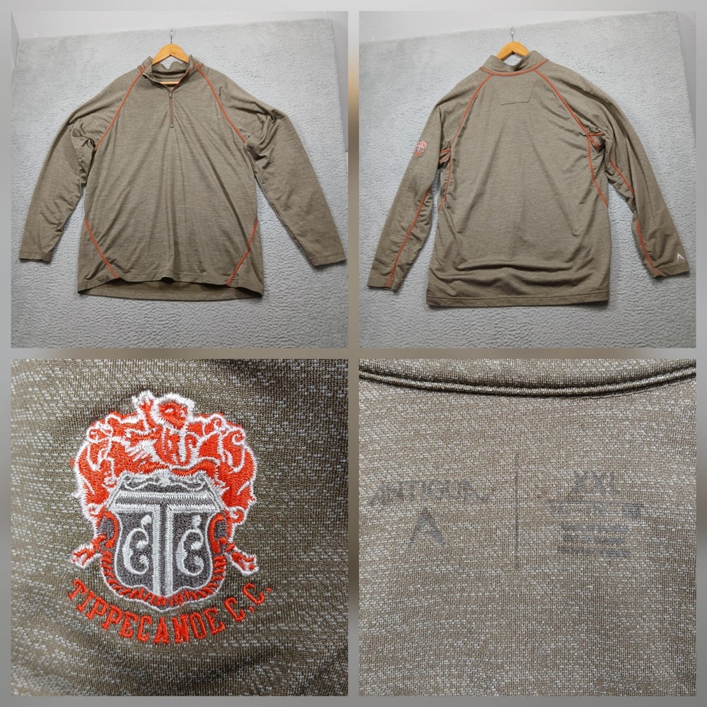 Antigua Tippecanoe C.C. 1/4 Zip Pullover Mens XXL Brown Golf Shirt